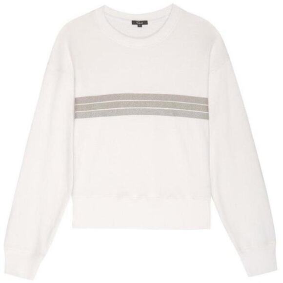 Rails Ramona Sweatshirt Metallic Stripe Crewneck Pullover White Size Large - Picture 2 of 11